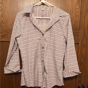 Stylish Women's Pink and White Checkered Top (wrinkle free)